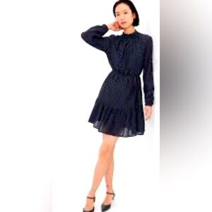 🩵🪩Gap Mock Neck Black with Metallic Blue Dot Mini Dress. Like New.